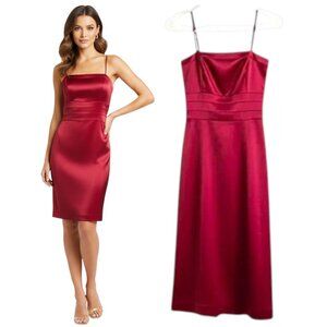 Theory Satin Slip Dress Red Bias Cut Cocktail Size 0